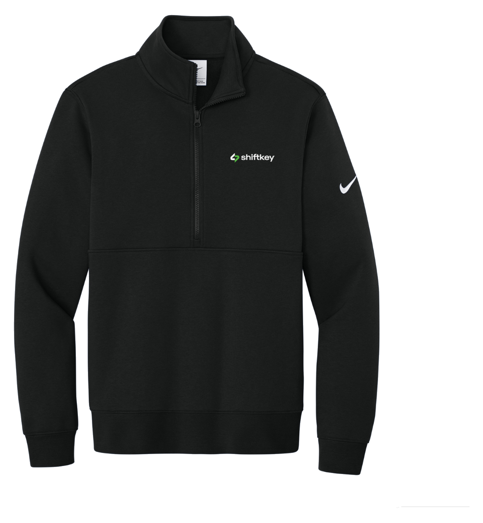 Black Nike Club Fleece 1/2-Zip with ShiftKey logo